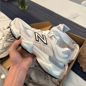 New Balance Cream and Gray Athletic Shoes